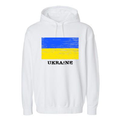 Ukraine Distressed Vintage World Flag Nationality Ukrainian Pride Garment-Dyed Fleece Hoodie