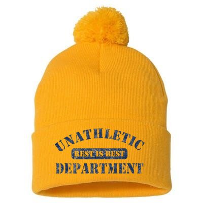 Unathletic Department With Rest Is Best Laziness Funny Lines Pom Pom 12in Knit Beanie