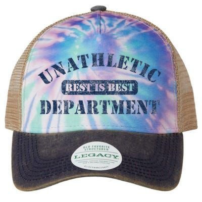 Unathletic Department With Rest Is Best Laziness Funny Lines Legacy Tie Dye Trucker Hat