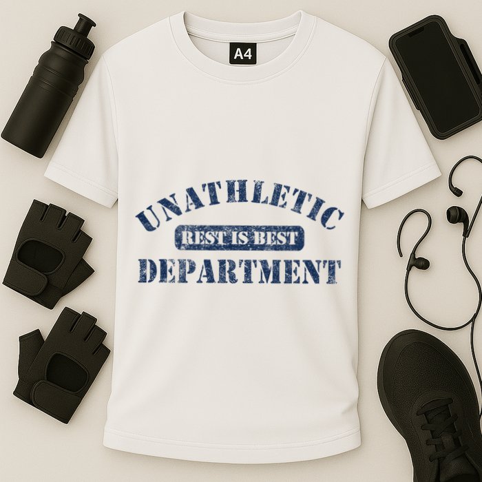 Unathletic Department With Rest Is Best Laziness Funny Lines Performance Shirt