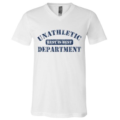 Unathletic Department With Rest Is Best Laziness Funny Lines V-Neck T-Shirt