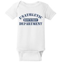 Unathletic Department With Rest Is Best Laziness Funny Lines Baby Bodysuit