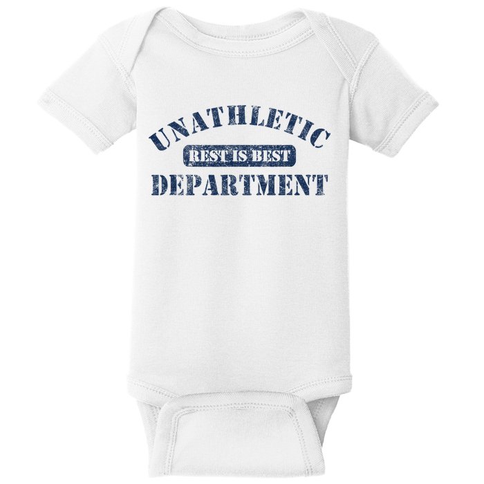 Unathletic Department With Rest Is Best Laziness Funny Lines Baby Bodysuit