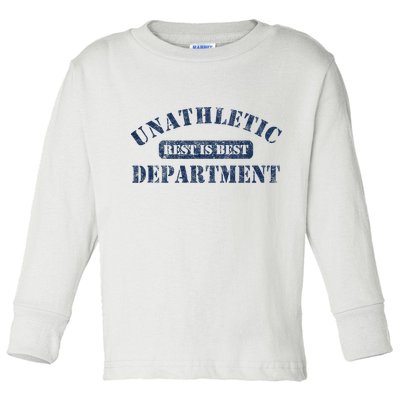 Unathletic Department With Rest Is Best Laziness Funny Lines Toddler Long Sleeve Shirt