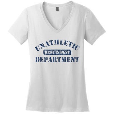 Unathletic Department With Rest Is Best Laziness Funny Lines Women's V-Neck T-Shirt