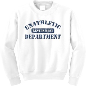 Unathletic Department With Rest Is Best Laziness Funny Lines Kids Sweatshirt