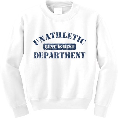 Unathletic Department With Rest Is Best Laziness Funny Lines Kids Sweatshirt