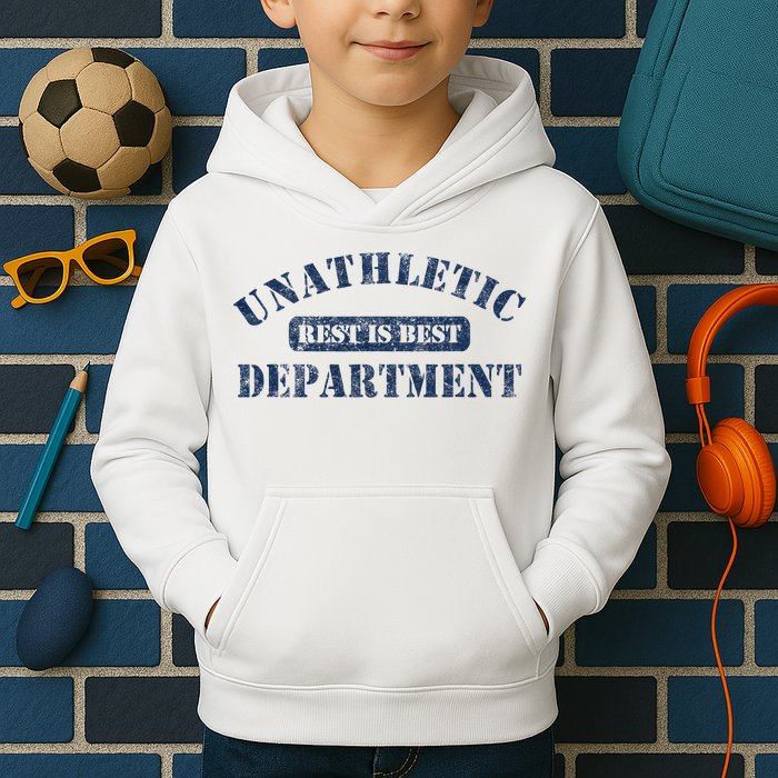 Unathletic Department With Rest Is Best Laziness Funny Lines Kids Hoodie