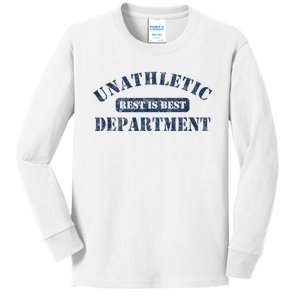 Unathletic Department With Rest Is Best Laziness Funny Lines Kids Long Sleeve Shirt