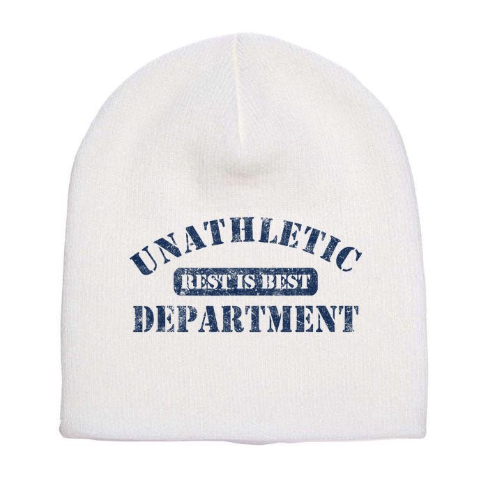 Unathletic Department With Rest Is Best Laziness Funny Lines Short Acrylic Beanie