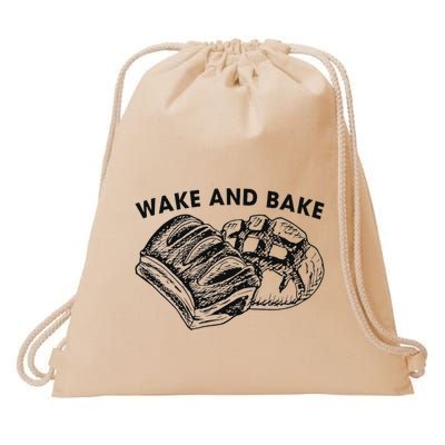 Unique Design Wake And Bake Funny Sourdough Drawstring Bag