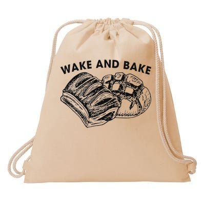 Unique Design Wake And Bake Funny Sourdough Women Drawstring Bag
