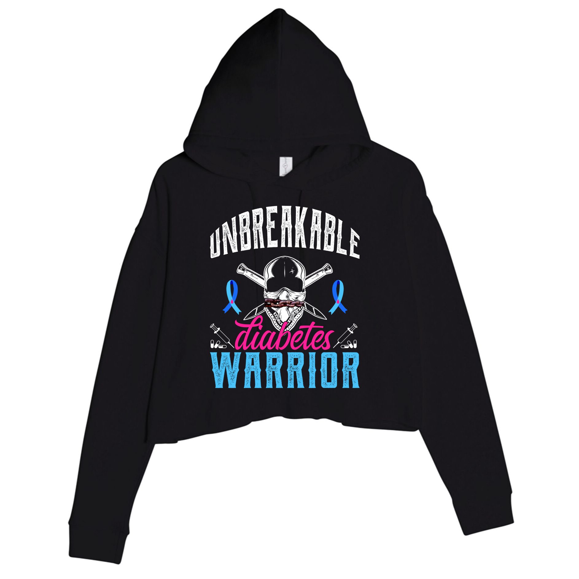 Unbreakable Diabetes Warrior Crop Fleece Hoodie