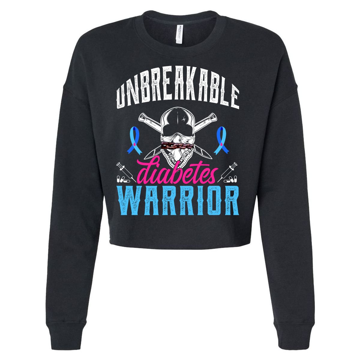 Unbreakable Diabetes Warrior Cropped Pullover Crew