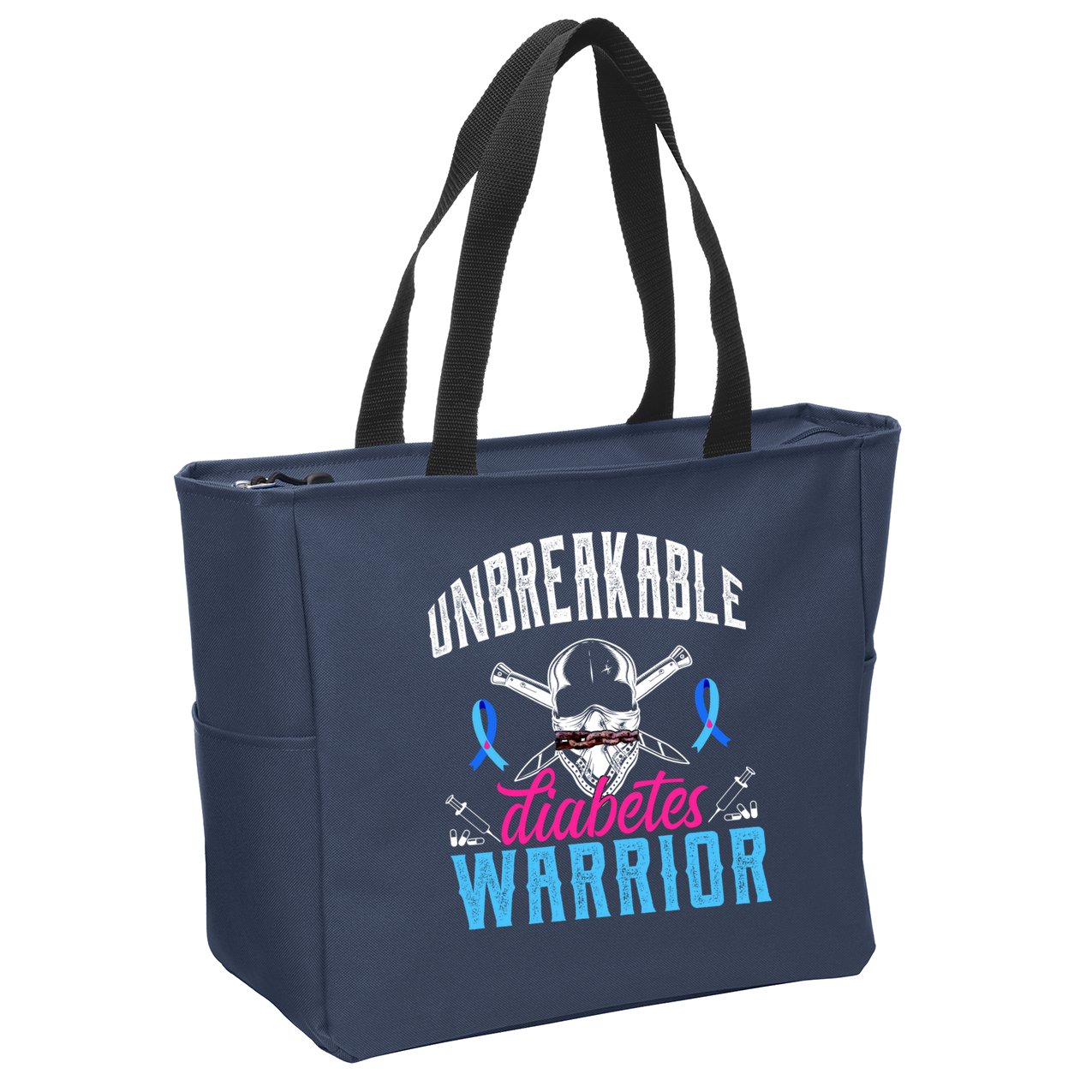 Unbreakable Diabetes Warrior Zip Tote Bag