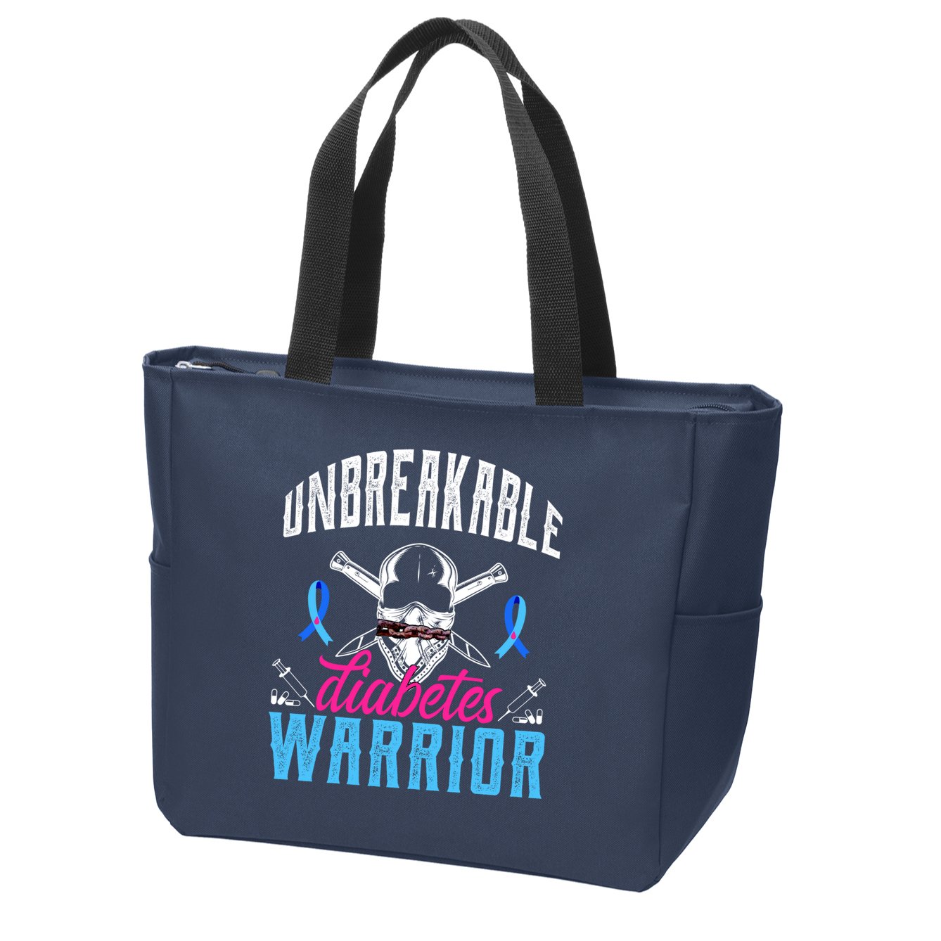 Unbreakable Diabetes Warrior Zip Tote Bag