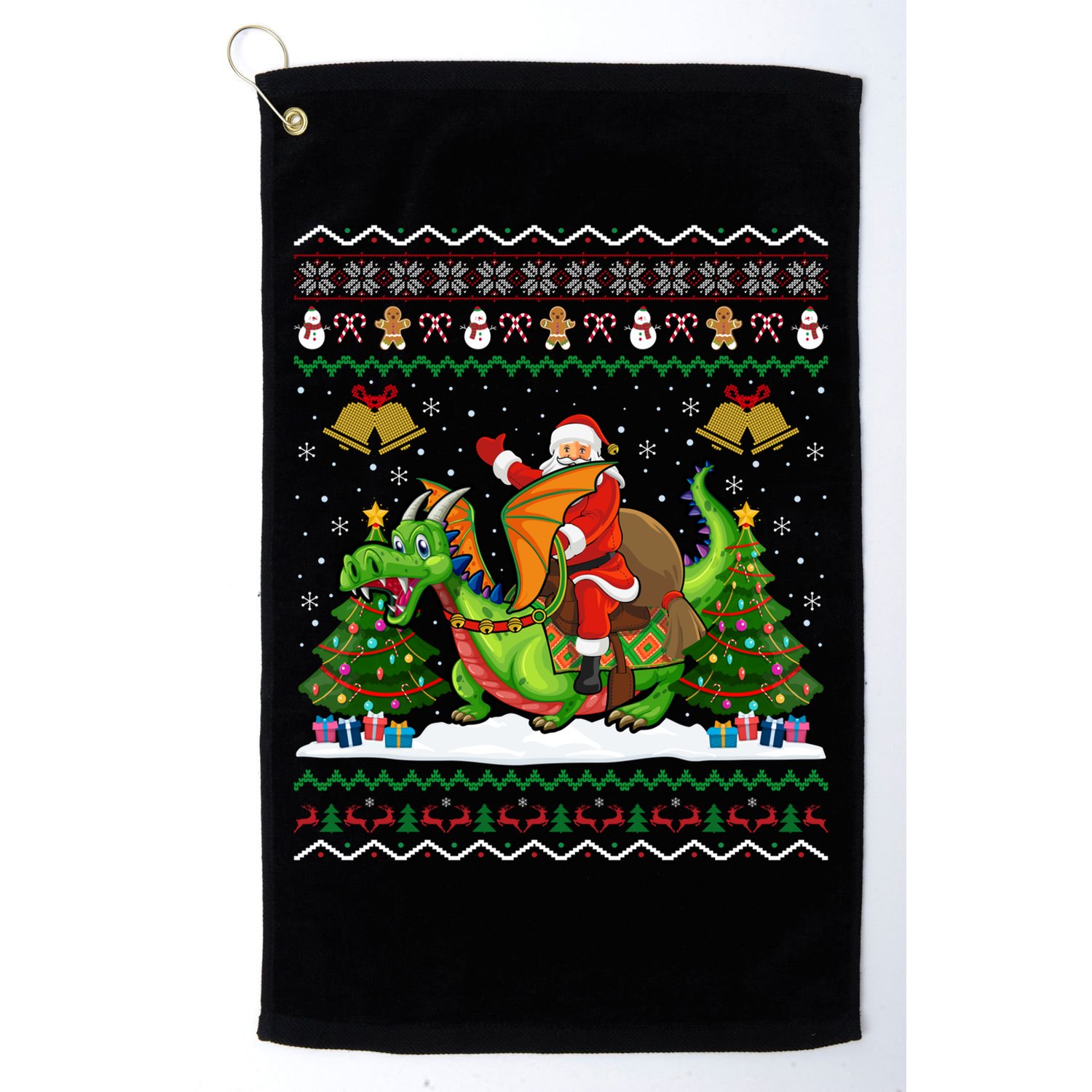 Ugly Dragon Xmas Gift Santa Riding Dragon Christmas Cool Gift Golf Towel