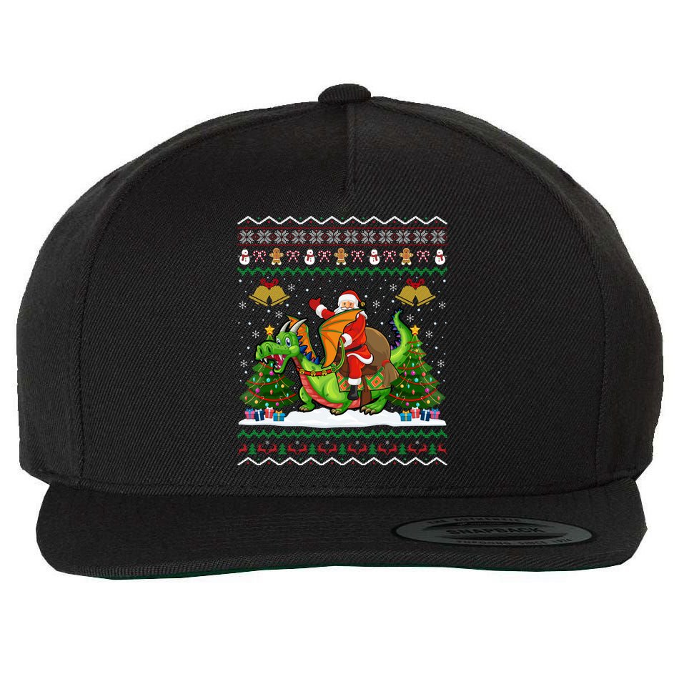 Ugly Dragon Xmas Gift Santa Riding Dragon Christmas Cool Gift Wool Snapback Cap