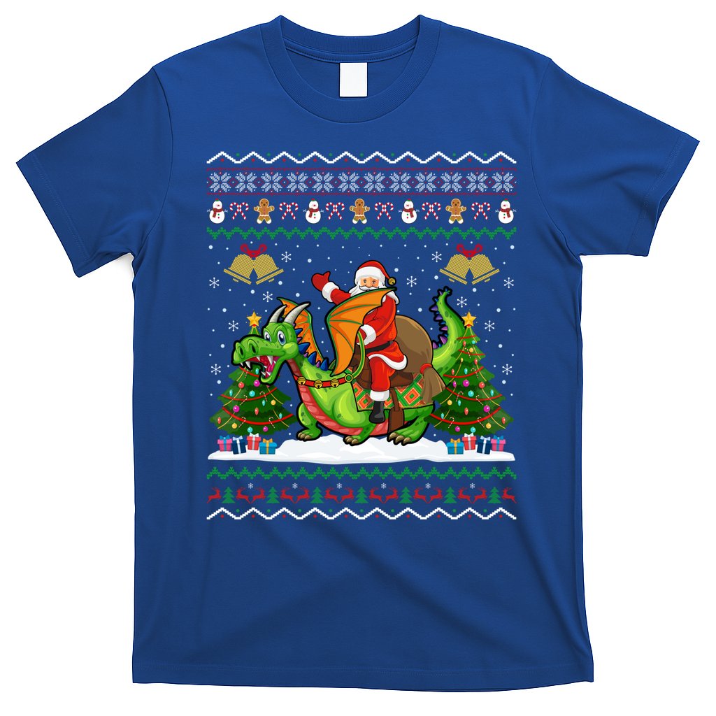 Ugly Dragon Xmas Gift Santa Riding Dragon Christmas Cool Gift T-Shirt