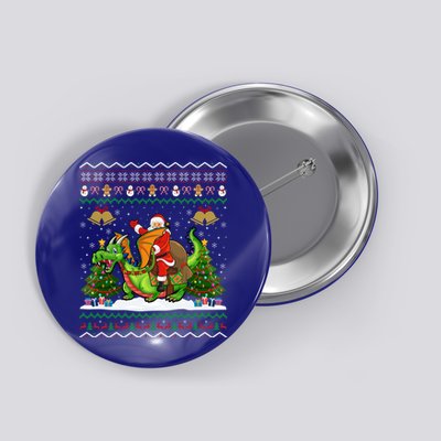 Ugly Dragon Xmas Gift Santa Riding Dragon Christmas Cool Gift Button