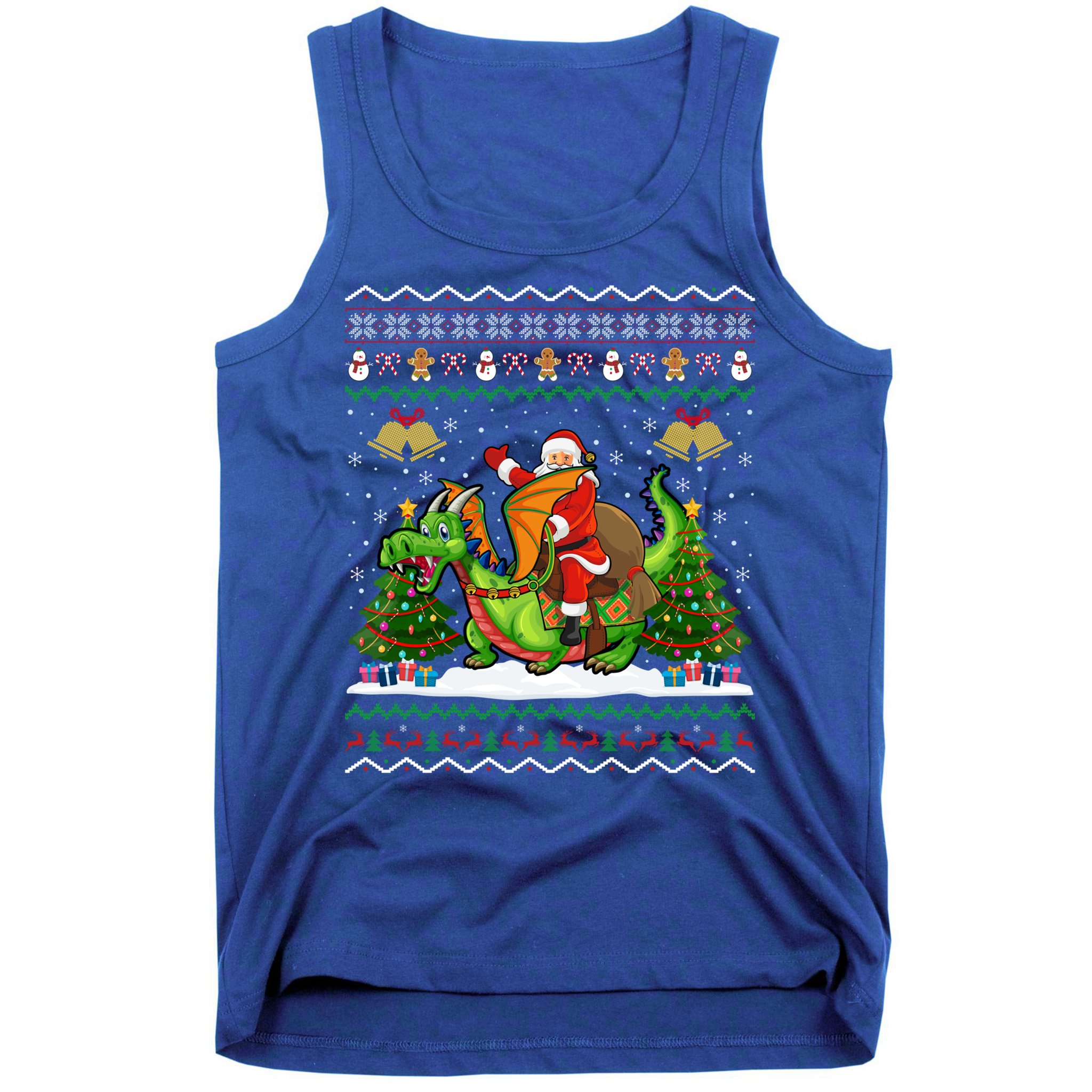 Ugly Dragon Xmas Gift Santa Riding Dragon Christmas Cool Gift Tank Top