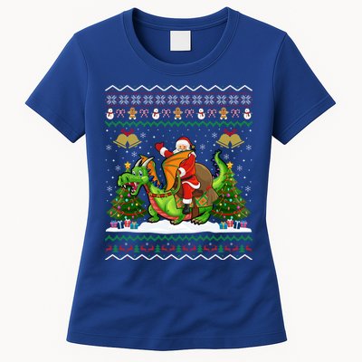 Ugly Dragon Xmas Gift Santa Riding Dragon Christmas Cool Gift Womens T-Shirt