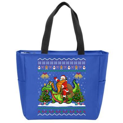 Ugly Dragon Xmas Gift Santa Riding Dragon Christmas Cool Gift Zip Tote Bag
