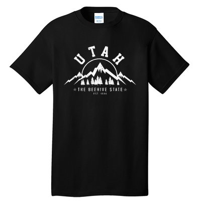 Utah Est. 1896 State Vintage Mountains Nature Outdoor Gift Tall T-Shirt