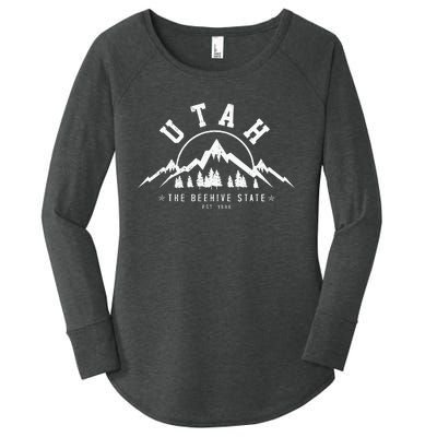 Utah Est. 1896 State Vintage Mountains Nature Outdoor Gift Women's Perfect Tri Tunic Long Sleeve Shirt