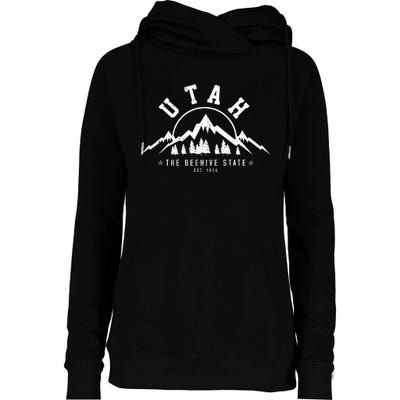 Utah Est. 1896 State Vintage Mountains Nature Outdoor Gift Womens Funnel Neck Pullover Hood