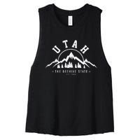 Utah Est. 1896 State Vintage Mountains Nature Outdoor Gift Women's Racerback Cropped Tank