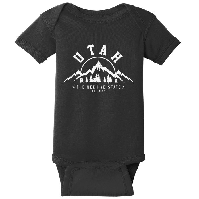 Utah Est. 1896 State Vintage Mountains Nature Outdoor Gift Baby Bodysuit