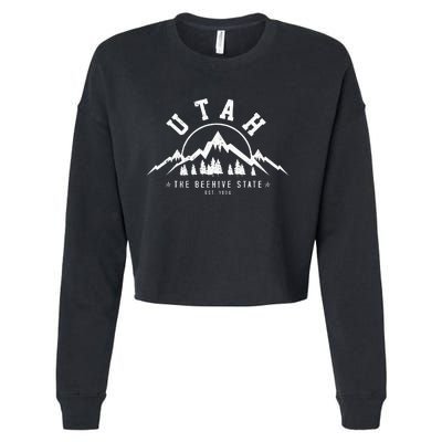 Utah Est. 1896 State Vintage Mountains Nature Outdoor Gift Cropped Pullover Crew