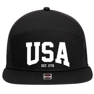 Usa Est 1776 7 Panel Mesh Trucker Snapback Hat