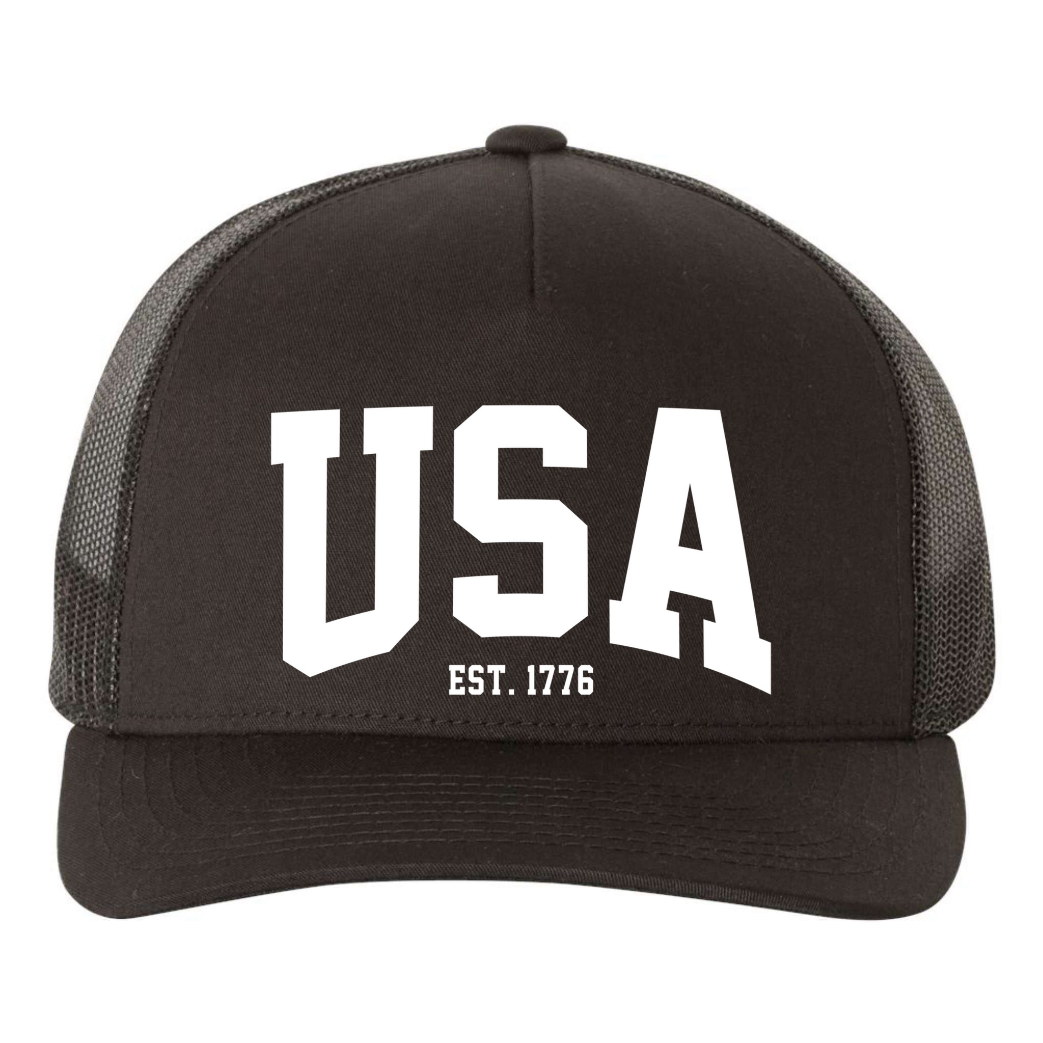 Usa Est 1776 Yupoong Adult 5-Panel Trucker Hat