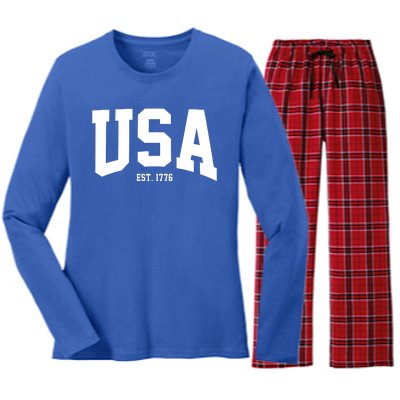 Usa Est 1776 Women's Long Sleeve Flannel Pajama Set 