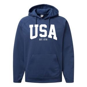 Usa Est 1776 Performance Fleece Hoodie