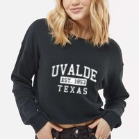 Uvalde EST 1853 Texas Cropped Pullover Crew