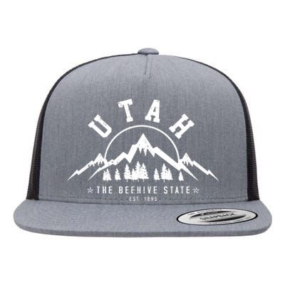 Utah Est 1896 State Vintage Mountains Nature Outdoor Gift Flat Bill Trucker Hat