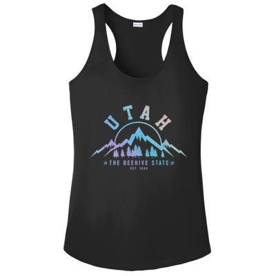 Utah Est 1896 State Vintage Mountains Nature Outdoor Gift Ladies PosiCharge Competitor Racerback Tank