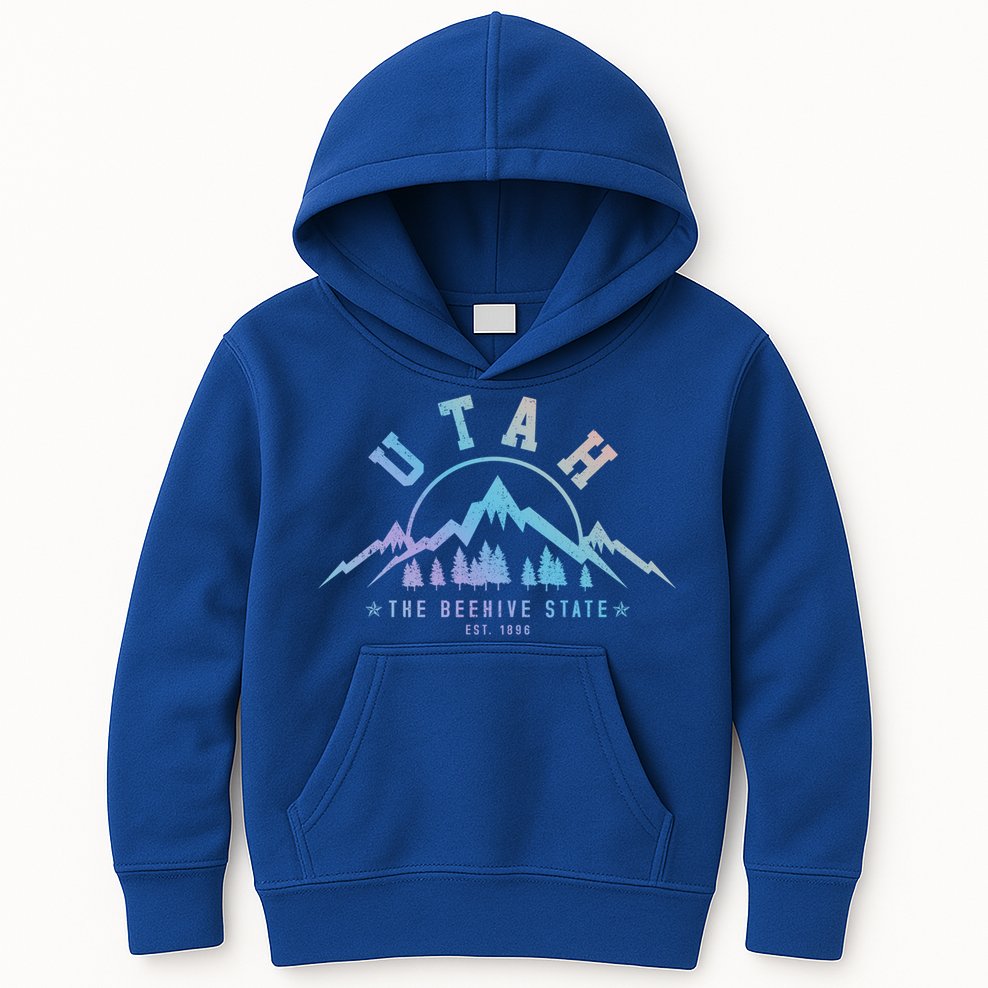 Utah Est 1896 State Vintage Mountains Nature Outdoor Gift Kids Hoodie