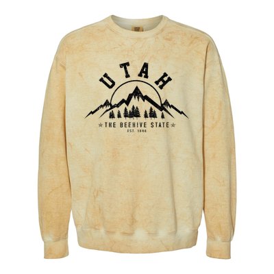 Utah Est. 1896 State Vintage Mountains Nature Outdoor Gift Colorblast Crewneck Sweatshirt