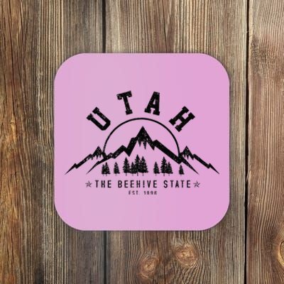 Utah Est. 1896 State Vintage Mountains Nature Outdoor Gift Coaster