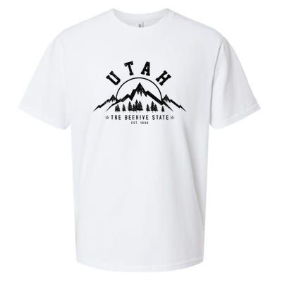 Utah Est. 1896 State Vintage Mountains Nature Outdoor Gift Sueded Cloud Jersey T-Shirt