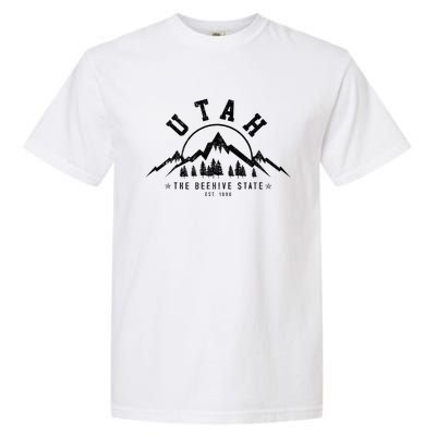 Utah Est. 1896 State Vintage Mountains Nature Outdoor Gift Garment-Dyed Heavyweight T-Shirt