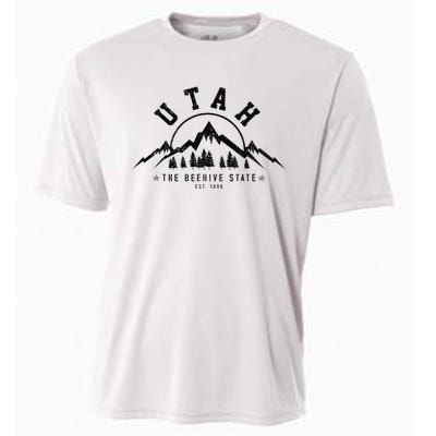 Utah Est. 1896 State Vintage Mountains Nature Outdoor Gift Cooling Performance Crew T-Shirt