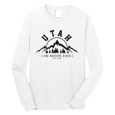 Utah Est. 1896 State Vintage Mountains Nature Outdoor Gift Long Sleeve Shirt