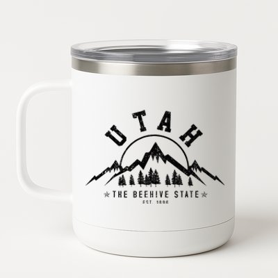 Utah Est. 1896 State Vintage Mountains Nature Outdoor Gift 12 oz Stainless Steel Tumbler Cup