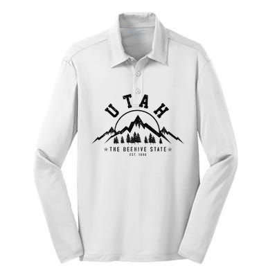 Utah Est. 1896 State Vintage Mountains Nature Outdoor Gift Silk Touch Performance Long Sleeve Polo