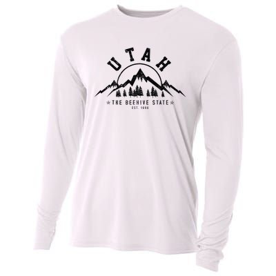 Utah Est. 1896 State Vintage Mountains Nature Outdoor Gift Cooling Performance Long Sleeve Crew